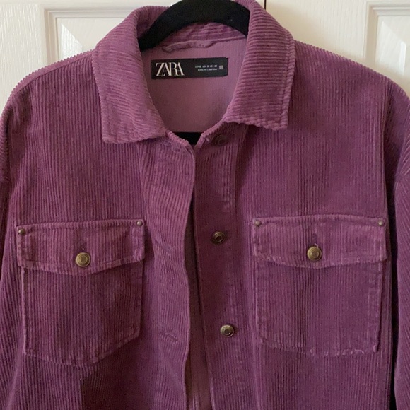 Zara Corduroy Shacket Shirt Jacket sz Small Purple - Picture 2 of 6